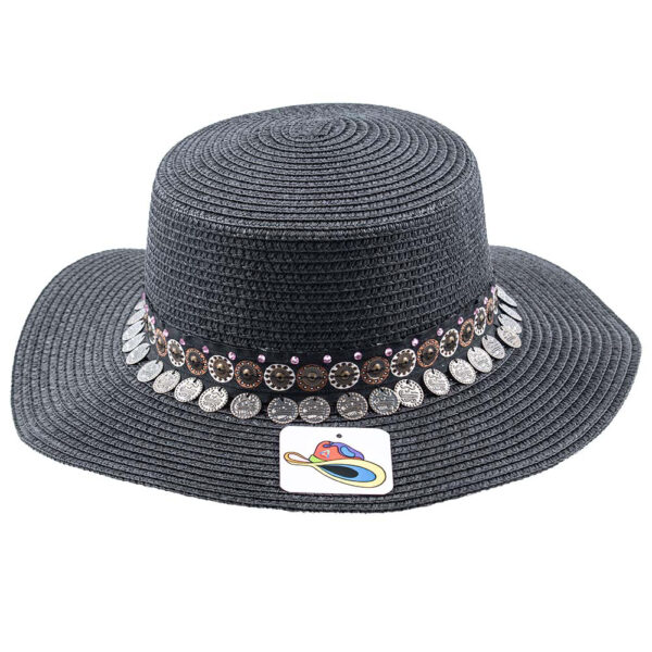 Sombrero con encajes y piedras Swarovski Coins Negro