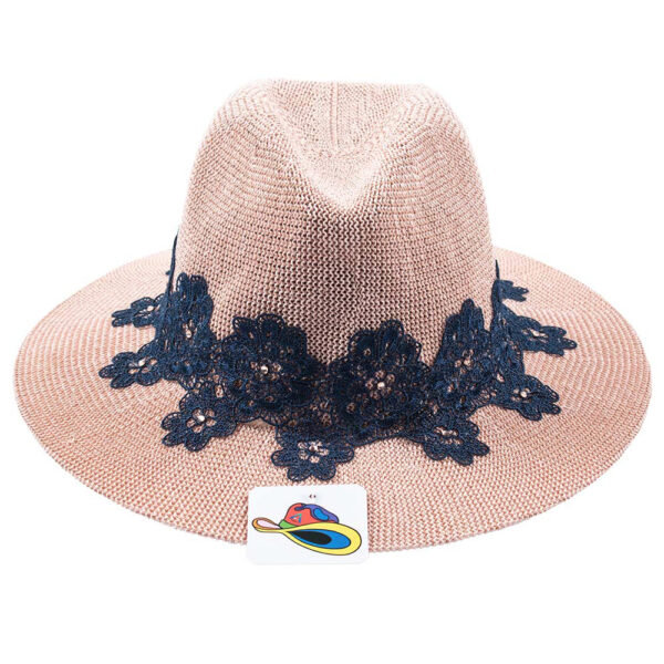 Sombrero con encajes y piedras Swarovski Flores Negras