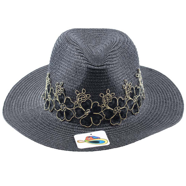 Sombrero con encajes y piedras Swarovski Negro