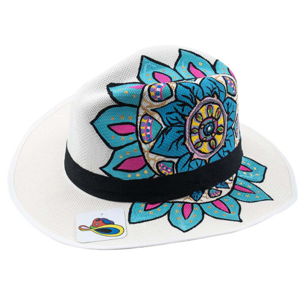 Panama-hat Mandala Azul y Fucsia