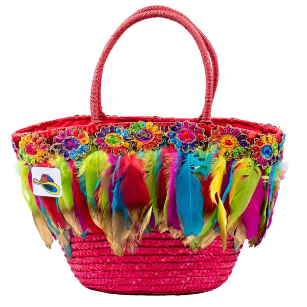 Capazo de Mimbre con Plumas