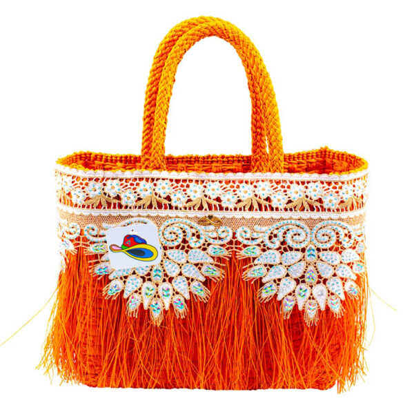 Bolso Naranja con encaje y pedreria estilo swarovski